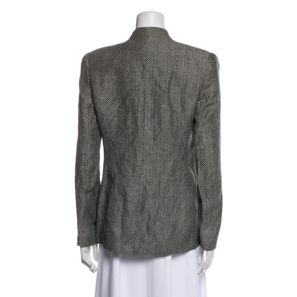 Valentino Authentic Black White Linen Long Sleeve Blazer Jacket US 10 IT 44 M - Picture 3 of 9